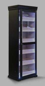 2000 Capacity Black Tower Humidor with LED Lighting. NOT AVAILABLE FOR SHIPPING, LOCAL PICK-UP ONLY!