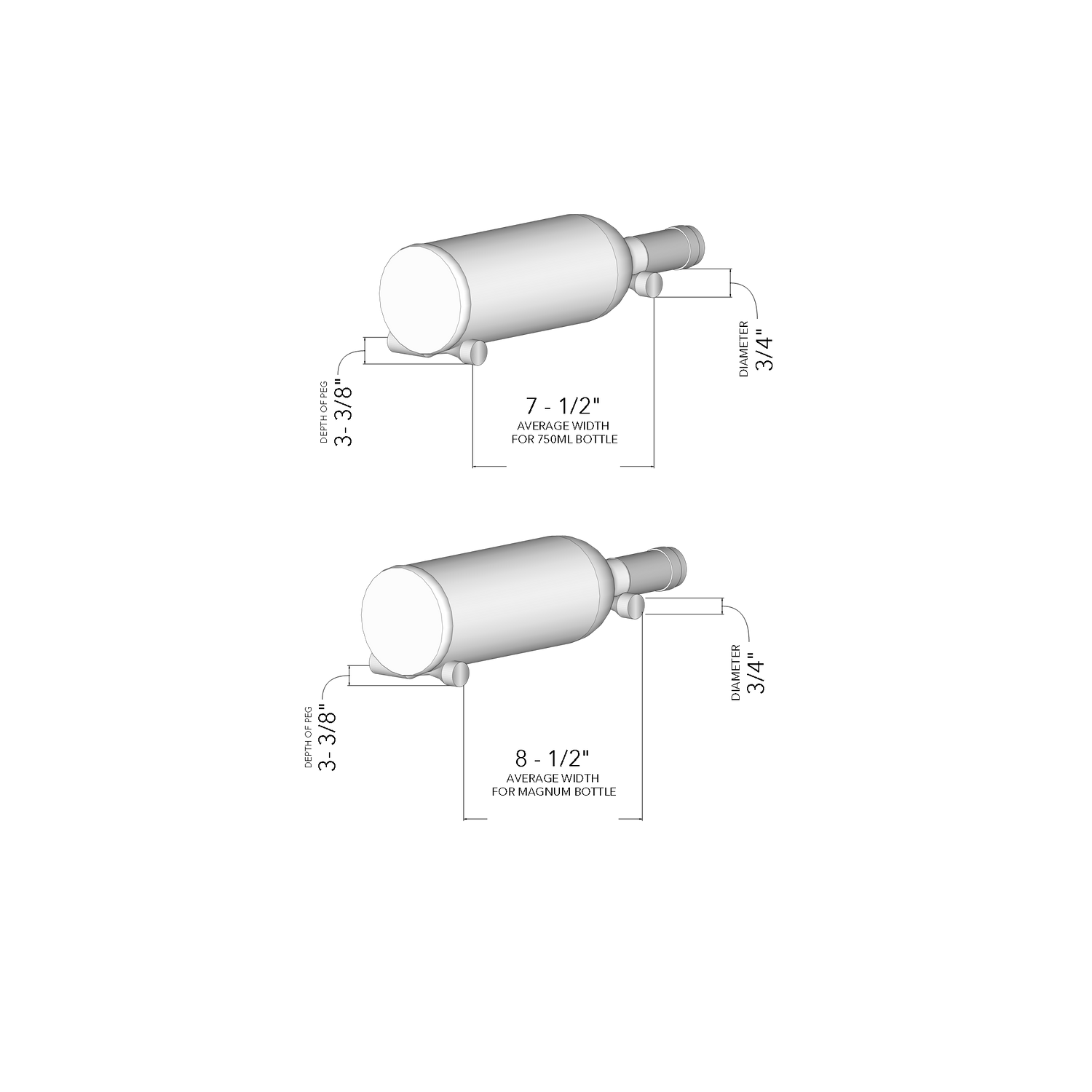 VINdustry Label View One Bottle Deep Wine Pegs (Pair) - Wineracking